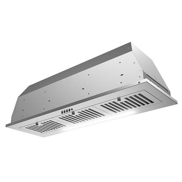 Streamline Seriate 36-in 350 CFM Insert Ducted Range Hood in Brushed Stainless Steel, Baffle Filter