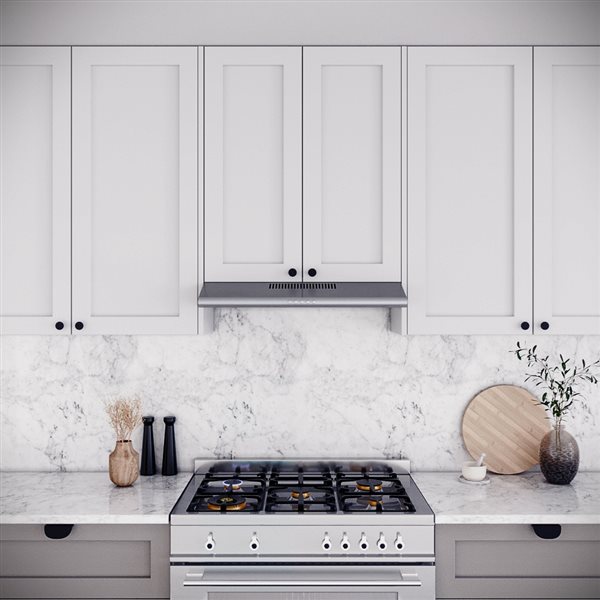 Streamline Giovanni 30-in 80 CFM Under Cabinet Convertible Range Hood in Brushed Stainless Steel, Mesh Filter