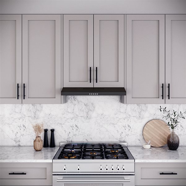 Streamline Domenico 30-in 80 CFM Under Cabinet Ducted Range Hood in Grit Black, Mesh Filter