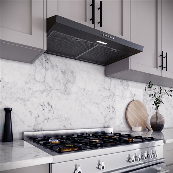 Streamline Domenico 30-in 80 CFM Under Cabinet Ducted Range Hood in Grit Black, Mesh Filter