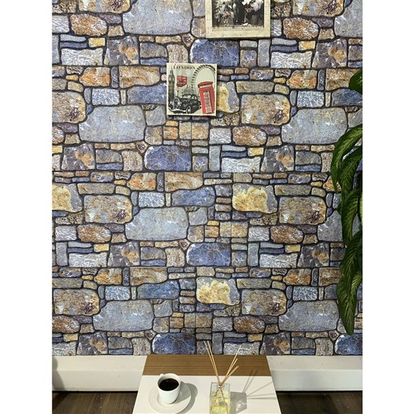 Dundee Deco Falkirk Uffcott II  3.3 W x 1.6-ft² H Periwinkle/Ginger EPS 3D Decorative Wall Panels, 27-ft²