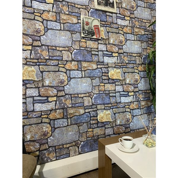 Dundee Deco Falkirk Uffcott II  3.3 W x 1.6-ft² H Periwinkle/Ginger EPS 3D Decorative Wall Panels, 27-ft²