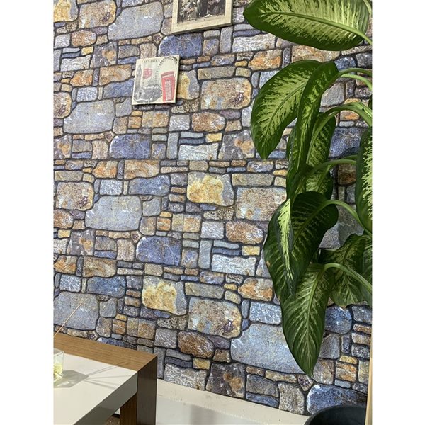 Dundee Deco Falkirk Uffcott II  3.3 W x 1.6-ft² H Periwinkle/Ginger EPS 3D Decorative Wall Panels, 27-ft²