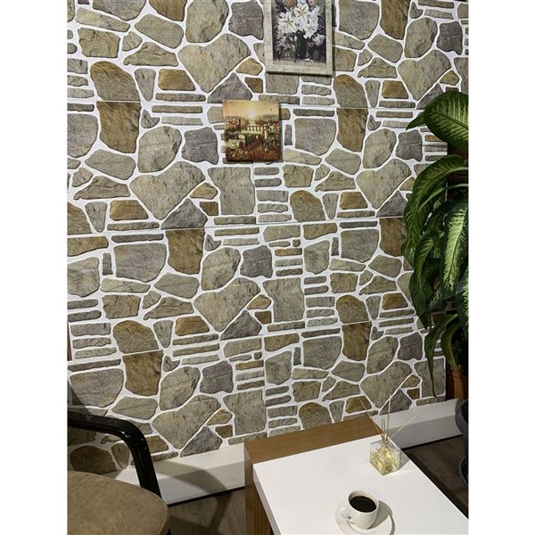 Dundee Deco Falkirk Uffcott II 3.3 W x 1.6-ft² H Grey/Caramel/White EPS 3D Decorative Wall Panels, 27-ft²