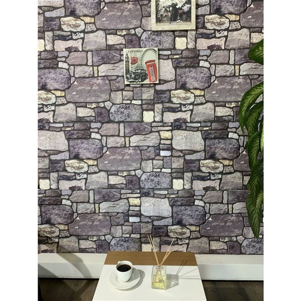 Dundee Deco Falkirk Uffcott II 3.3 W x 1.6-ft² H Purple/Cream EPS 3D Decorative Wall Panels, 27-ft²