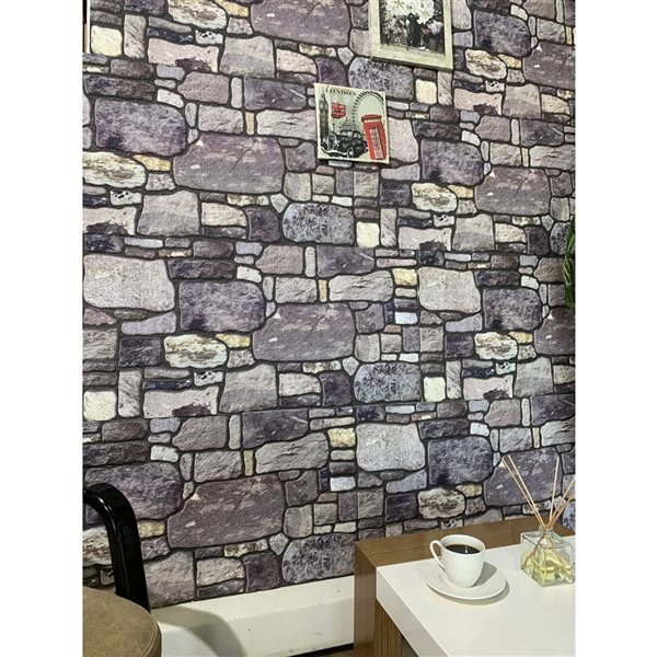 Dundee Deco Falkirk Uffcott II 3.3 W x 1.6-ft² H Purple/Cream EPS 3D Decorative Wall Panels, 27-ft²