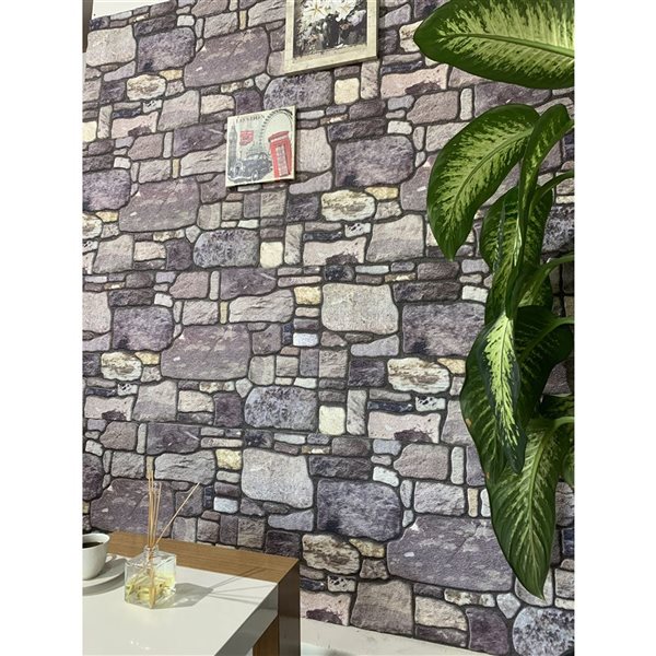 Dundee Deco Falkirk Uffcott II 3.3 W x 1.6-ft² H Purple/Cream EPS 3D Decorative Wall Panels, 27-ft²