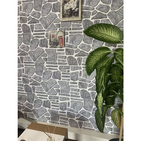 Dundee Deco Falkirk Uffcott II 3.3 W x 1.6-ft² H Bluish Grey/White EPS 3D Decorative Wall Panels, 27-ft²