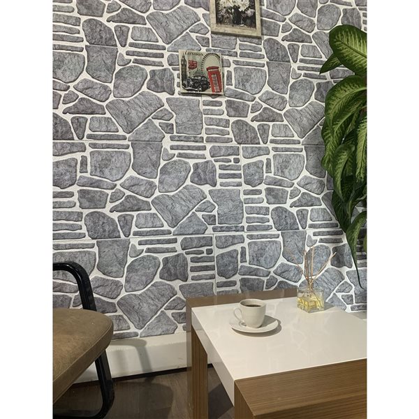 Dundee Deco Falkirk Uffcott II 3.3 W x 1.6-ft² H Bluish Grey/White EPS 3D Decorative Wall Panels, 27-ft²