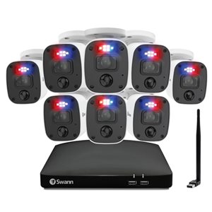 Swann 1080p Full HD 8-channel 1TB Audio/Video Wi-Fi DVR Security System with 8 x LED Lights & Sirens Bullet Cameras