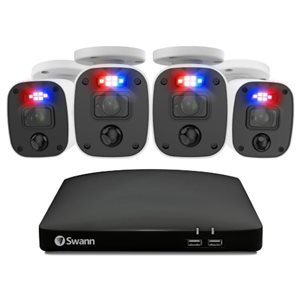 Swann 1080p Full HD 8-channel 1TB Audio/Video DVR Security System with 4 x LED Lights & Sirens Bullet Cameras