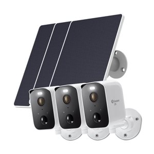 Swann CoreCam Pro 3-Pack 2K Heat and Motion Detecting Wireless Spotlight Camera with Solar Panels -