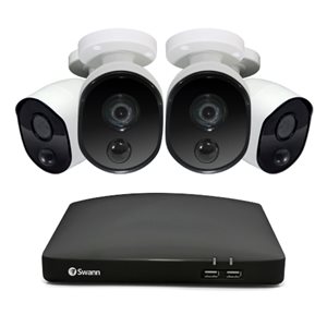 Swann White 1080p 4-channel 64GB MicroSD DVR Security System with 4 x Heat and Motion Detection Bullet Cameras