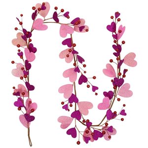 Northlight 6-ft Indoor Valentine's Day Garland with Glittered Pink and Purple Hearts