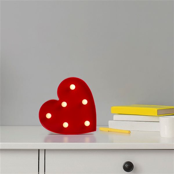 Northlight 5.75 H x 17-in W Red Plastic LED Pre-lit Heart-Shaped Sign