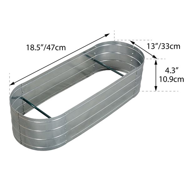 Grapevine Galvanized Steel Raised Garden Bed, Oval, 48IN, Silver