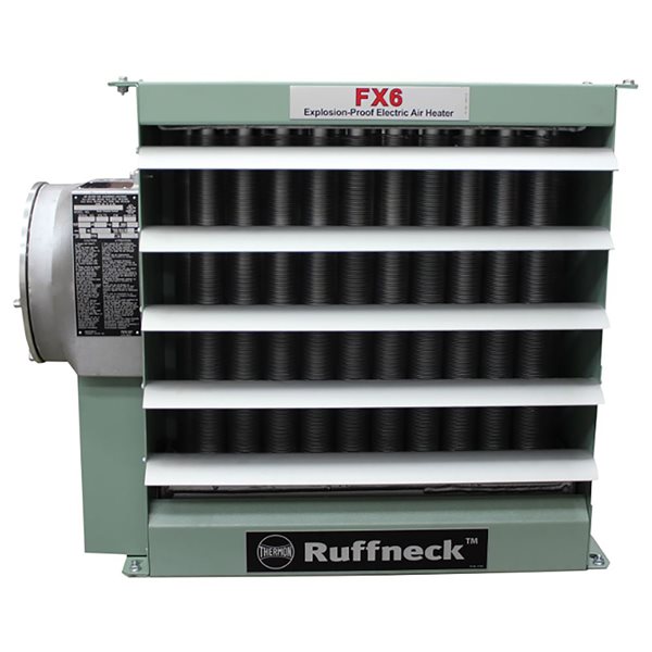 Ruffneck FX6 Green 10 kW 480 V 3Ø Explosion-Proof Forced Air Heater Coupled with Thermostat - Temp Code T3B