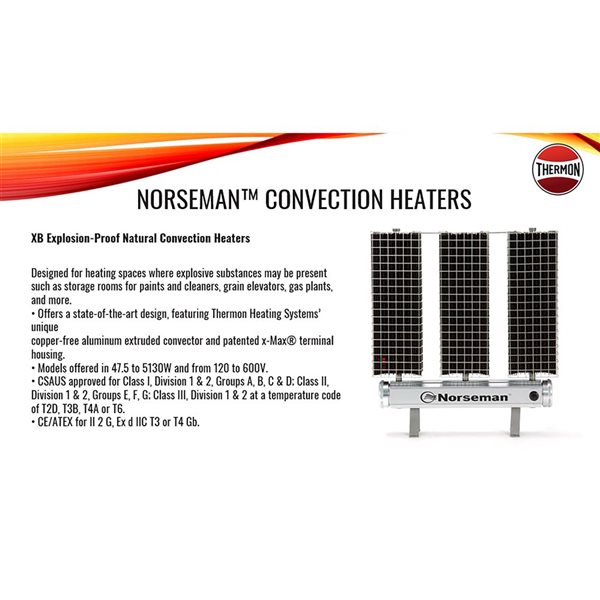 Norseman XPA 700 W 120 V 1Ø Explosion-Proof Panel Heater - Temp Code T2D