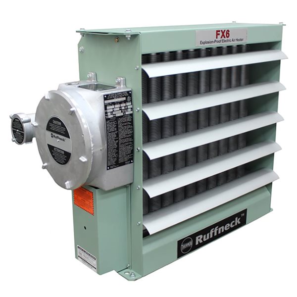 Ruffneck FX6 7.5 kW 480 V 3Ø Explosion-Proof Forced Air Heater coupled with Termostat and Disc. Switch - Temp Code T3B