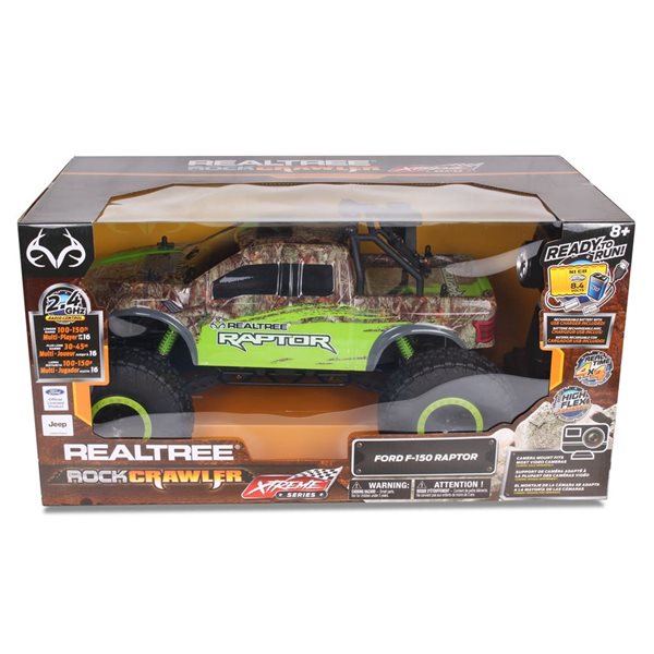 Véhicule télécommandé X-Treme Realtree Rock Crawler Ford F-150 Raptor de NKOK échelle 1/10, vert/brun