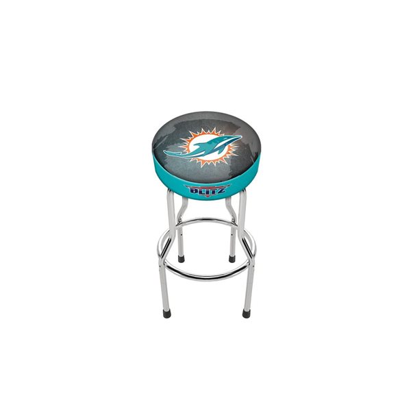 Arcade1UP Miami Dolphins Height-Adjustable Round Upholstered Arcade Stool