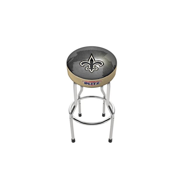 Arcade1UP New Orleans Saints Height-Adjustable Round Upholstered Arcade Stool