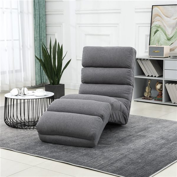 HOMCOM Modern Grey Polyester Blend Adjustable Floor Chair