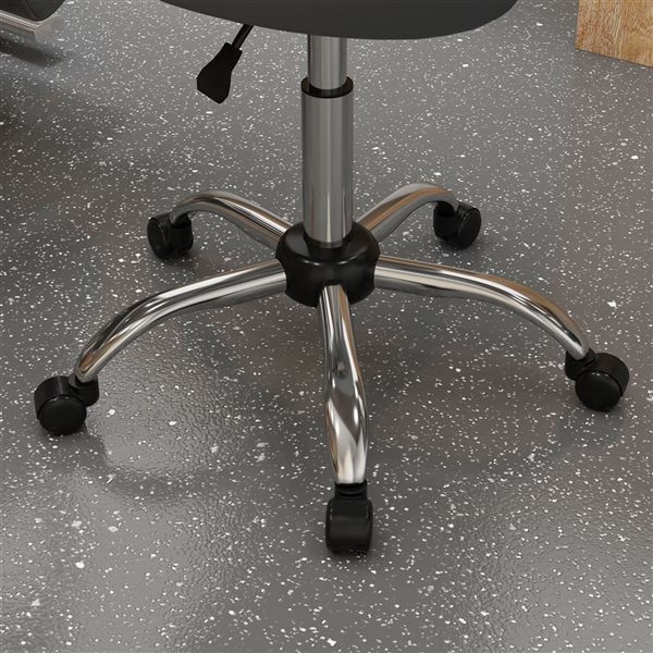 HomCom Adjustable Height Grey PU Leather Saddle Stool with Wheels