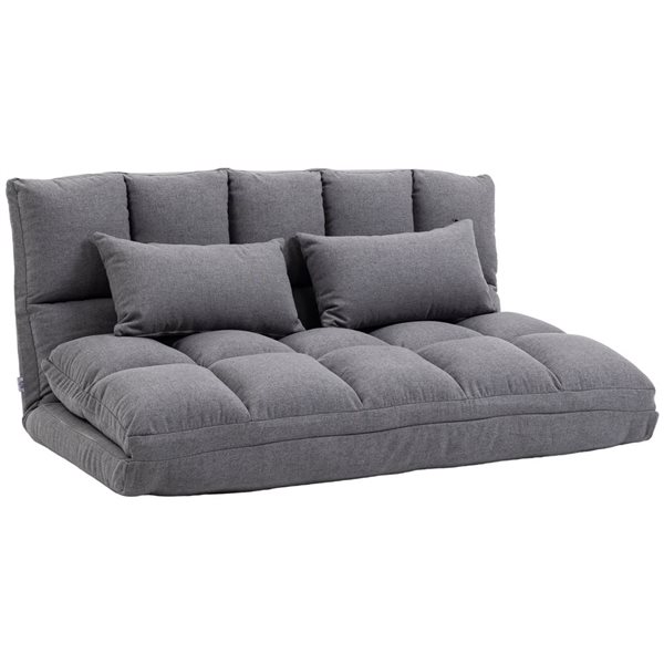 HOMCOM Modern Grey Polyester Blend Reclining Floor Sofa-Bed