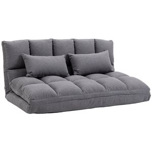 HomCom Modern Grey Polyester Blend Reclining Floor Sofa-Bed