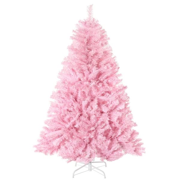 HomCom 5-ft Wide Shape Pink Artificial Christmas Tree with Auto Open