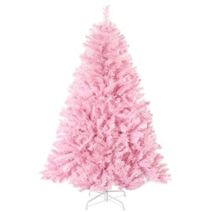 HomCom 5-ft Wide Shape Pink Artificial Christmas Tree with Auto Open