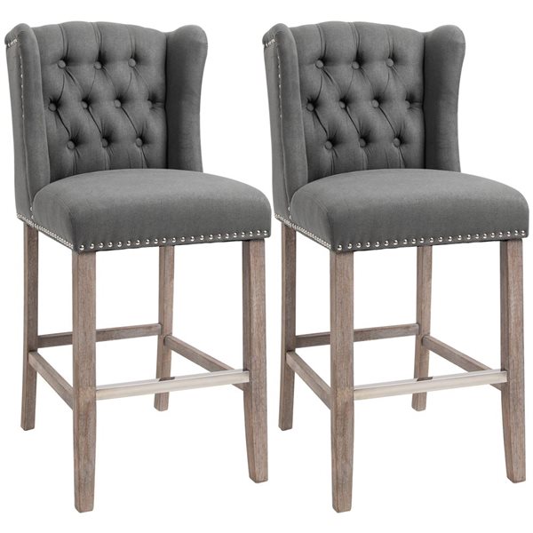 Set of 2 Grey Modern Kitchen Island Stools with Padded Seats and Wooden Legs 835173V80CG