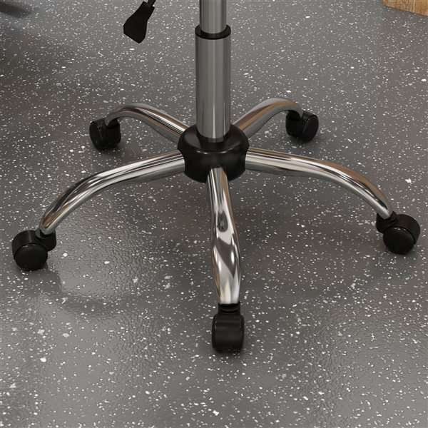 HomCom Adjustable Height White PU Leather Saddle Stool with Wheels