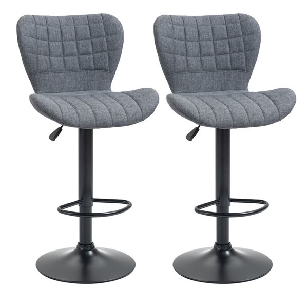 HOMCOM Set of 2 Grey Polyester Kitchen Bar Stools
