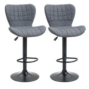 Ensemble de 2 tabourets d'îlot de cuisine HomCom en polyester gris