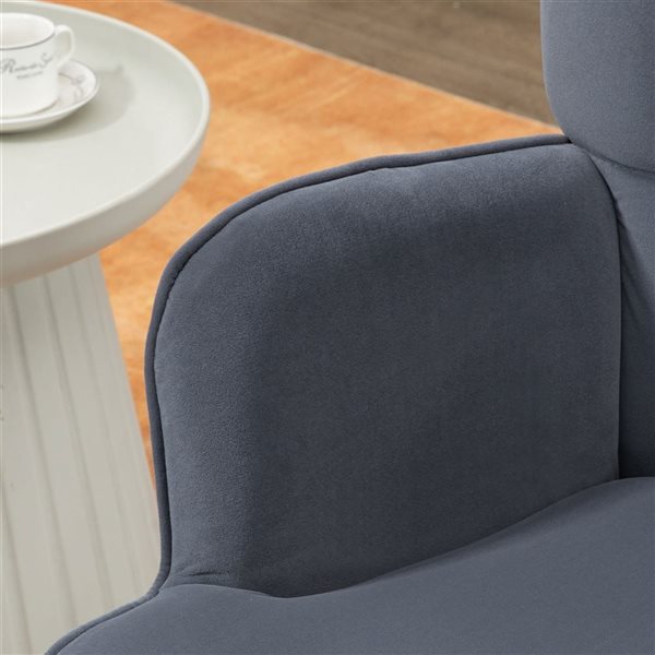 HomCom Modern Dark Grey Polyester Wing Chair and Ottoman Set