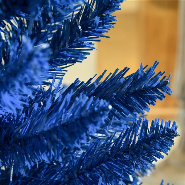 Arbre de Noël artificiel mince HomCom bleu profond 6 pi