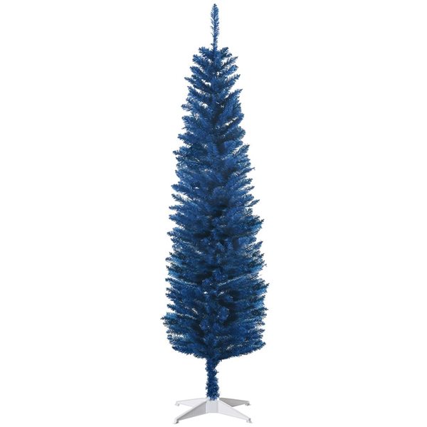 Arbre de Noël artificiel mince HomCom bleu profond 6 pi