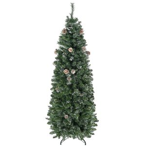 HomCom 6-ft Auto Open Artificial Snow-Dipped Christmas Tree