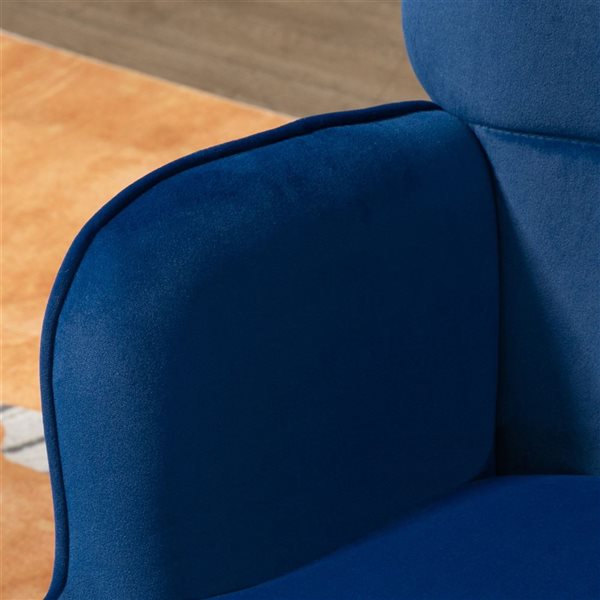 HomCom Modern Dark Blue Polyester Wing Chair and Ottoman Set