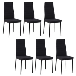 HomCom Set of 6 Black PU Leather High-Back Dining Chairs