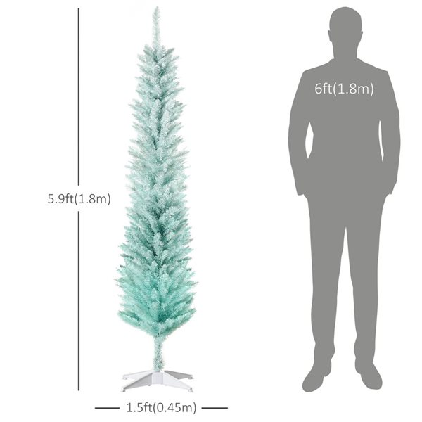 Arbre de Noël artificiel bleu HomCom mince 6 pi