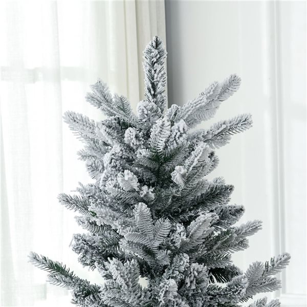 Arbre de Noël artificiel floqué HomCom à ouverture automatique 6 pi