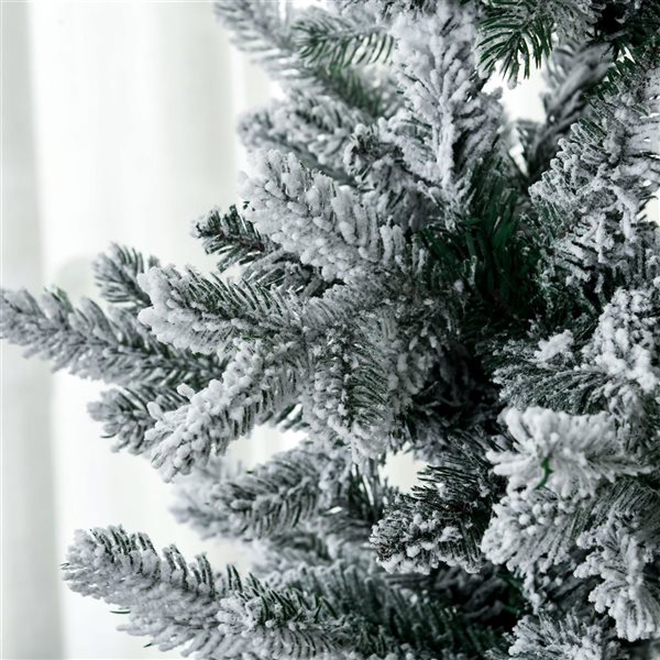 Arbre de Noël artificiel floqué HomCom à ouverture automatique 6 pi