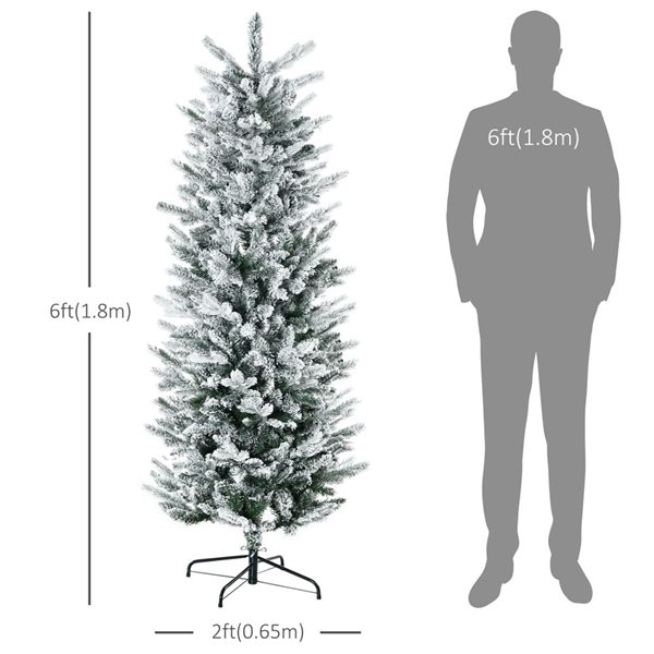 Arbre de Noël artificiel floqué HomCom à ouverture automatique 6 pi