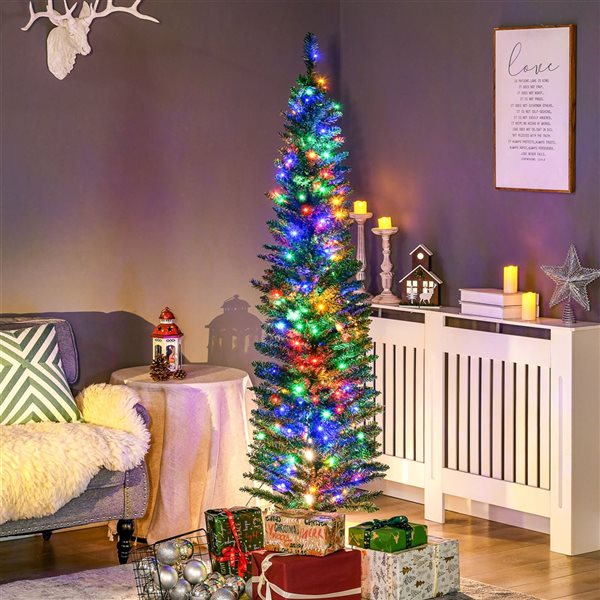 HomCom 6-ft Artificial Christmas Tree with Colourful LED Lights