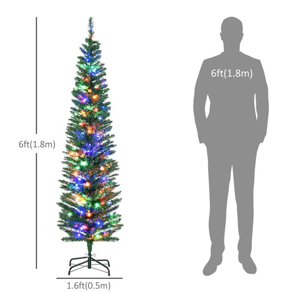 HomCom 6-ft Artificial Christmas Tree with Colourful LED Lights