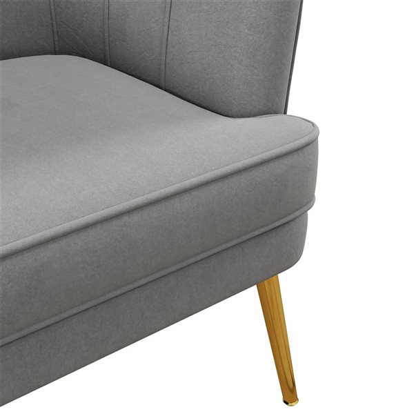 HomCom Modern Grey Polyester Accent Chair with Armrests