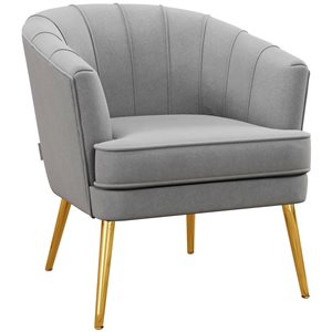HomCom Modern Grey Polyester Accent Chair with Armrests
